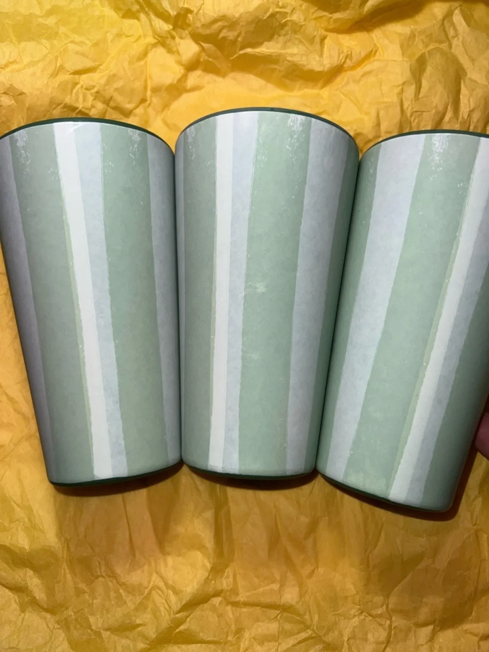Anthropologie Vive D'Aventure Mint Striped Tumblers - Set of 3